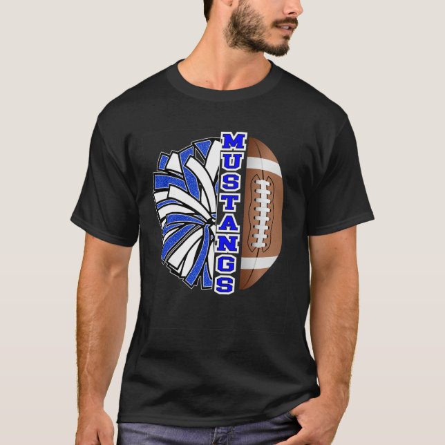 Camiseta Espírito Escolar Azul Branco Mustangs Futebol Amer (Frente)
