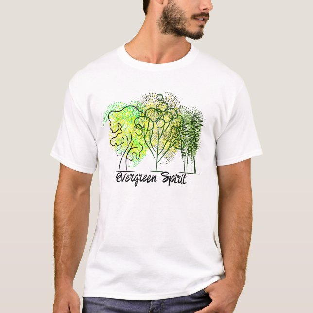 Camiseta Espírito Evergreen com árvores (Frente)