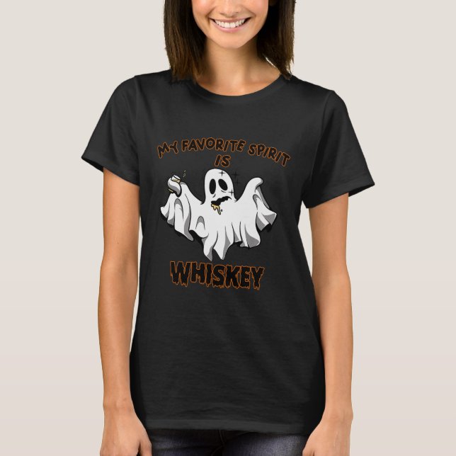 Camiseta Espírito Favorito É Uísque Boo Groovy Ghost F (Frente)