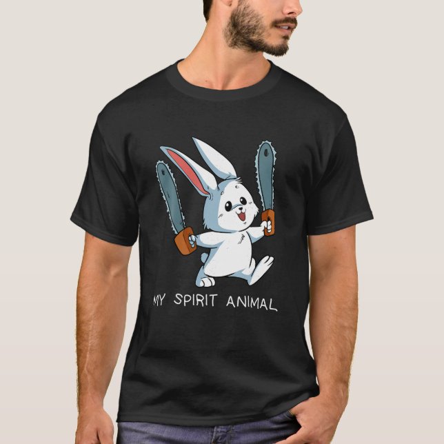 Camiseta Espírito Funny Animal Loony Chainsaw Bunny Rab Lou (Frente)
