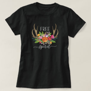 Camiseta Espírito Livre Moderno Boho Chic Flores Chifres