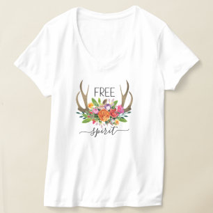 Camiseta Espírito Livre Moderno Boho Chic Flores Galhadas