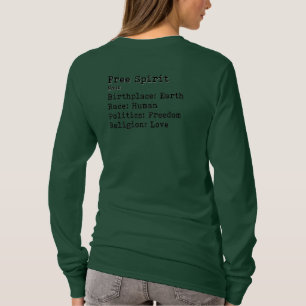 Camiseta Espírito Livre: Pescoço Da Tripulação De Longa Dis