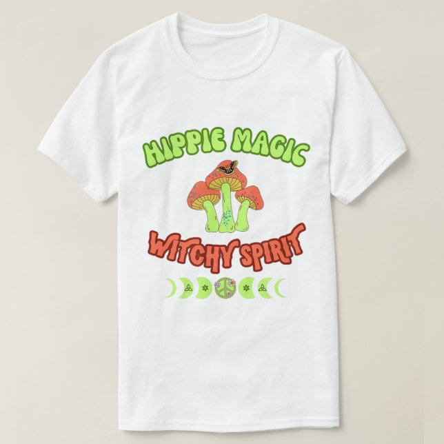 Camiseta Espírito Mágico de Bruxa Hippie (Frente do Design)