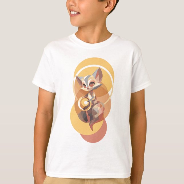 Camiseta Espírito Místico da Raposa Luz Dourada Crianças (Frente)