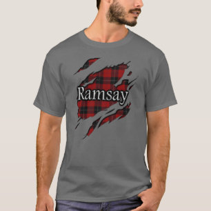 Camiseta Espírito preto vermelho do Tartan de Ramsay Ramsey