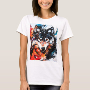 Camiseta Espírito Selvagem Abstrato Lobo
