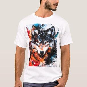 Camiseta Espírito Selvagem Abstrato Lobo
