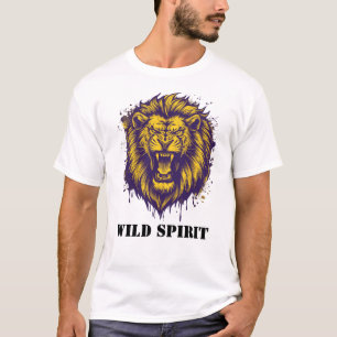 Camiseta Espírito Selvagem Gráfico do Leão Feroz Rugindo