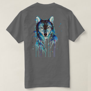Camiseta Espírito Selvagem Lobo Azul Aquarela