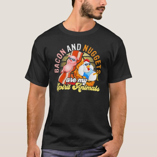 Camiseta Espíritos Animais Bacon E Nuggets Comida Rápida Hu (Frente)