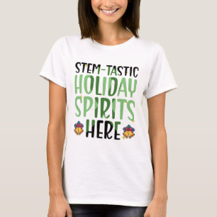 Camiseta Espíritos de Férias Stem-tásticos Aqui - Natal de