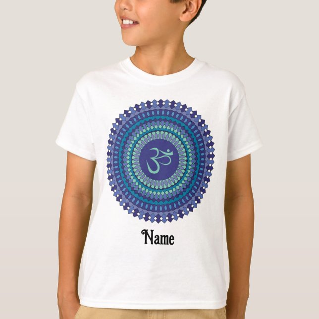 Camiseta Espiritual Mandala Om Purple Aqua Blue Personaliza (Frente)
