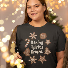 Camiseta Espirituetas Brilhantes Biscoitos de Natal Festivo
