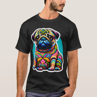 Camiseta Esplendor de Pug Psicodélico: Uma Tapeçaria Vibran