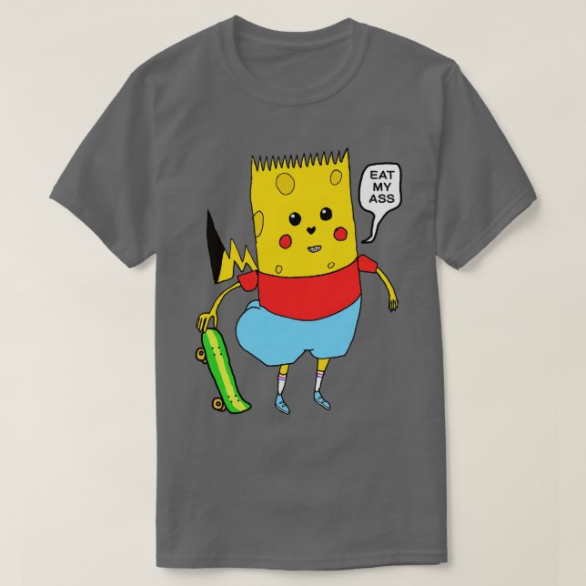 Camiseta Esponja de personagem de toon amarelo Bart PikaPan (Frente do Design)