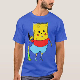 Camiseta Esponja de personagem de toon amarelo Bart PikaPan
