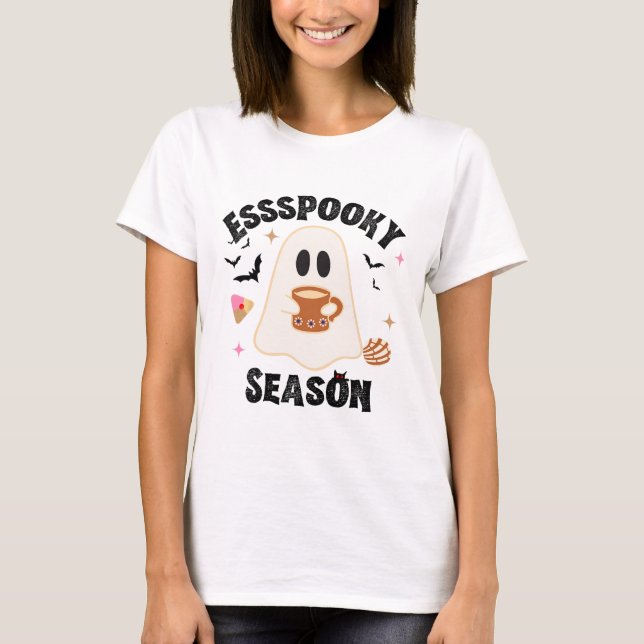 Camiseta Espooky Season Funny Ghost Groovy Retro Halloween (Frente)