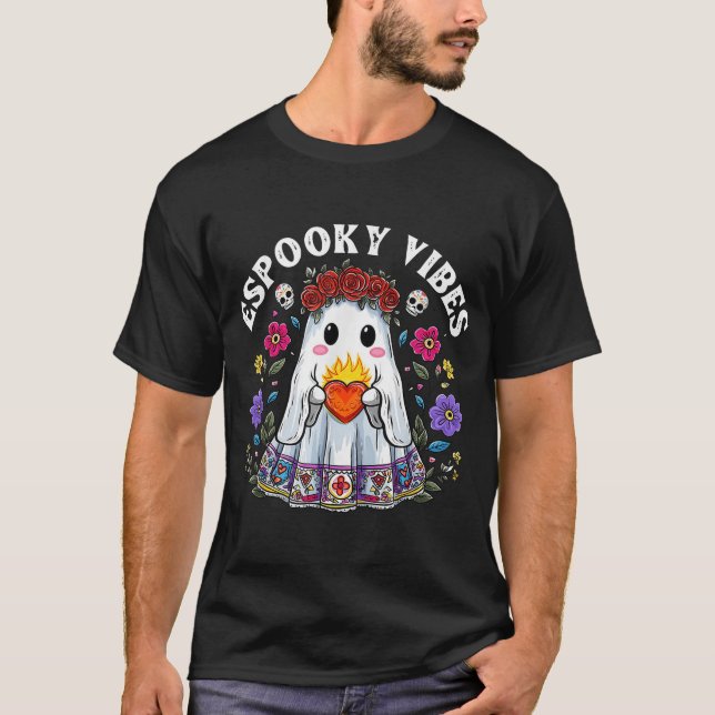 Camiseta Espooky Vibes Maestra Halloween Espanhol (Frente)