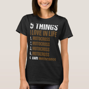 Camiseta Esporte 5 Coisas Que Adoro Na Vida Motocross