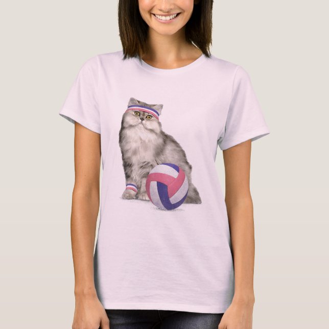 Camiseta Esporte de Voleibol de Gato (Frente)