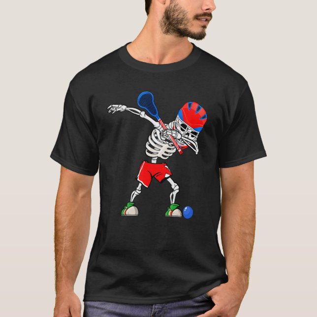 Camiseta Esporte Lacrosse Skeleton Men Meninos Halloween Co (Frente)