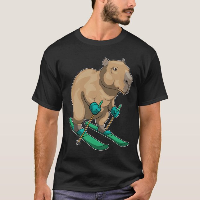Camiseta Esportes de Capybara Skier Ski Winter (Frente)