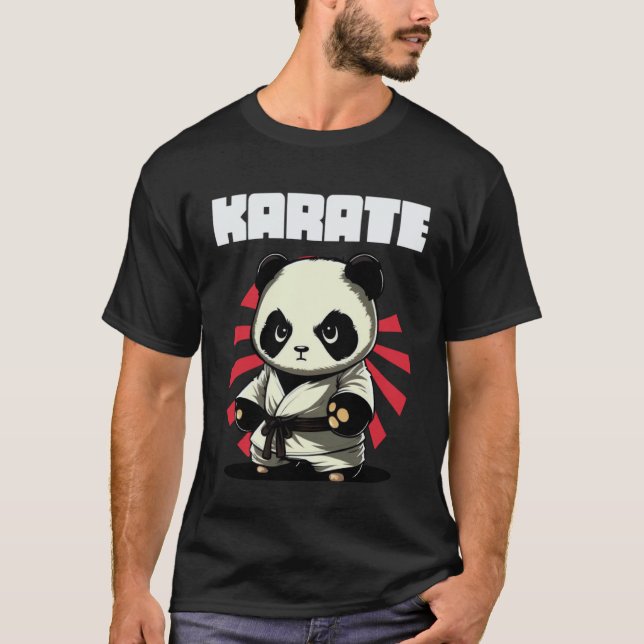 Camiseta Esportes de Combate Panda de Karatê (Frente)