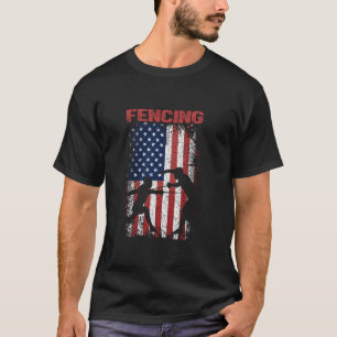 Camiseta Esportes de esgrima retrô-americano Flag USA Ameri