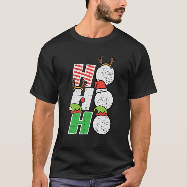Camiseta Esportes de Golfe Ho Ho Ho Engraçado Xmas Golfe (Frente)