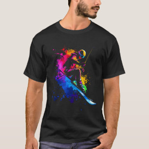 Camiseta Esportes de Inverno Alpino Pintura Salpico Esquiad
