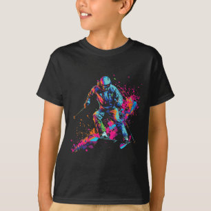Camiseta Esportes de Inverno Alpino Tinta Salpico Esquiador