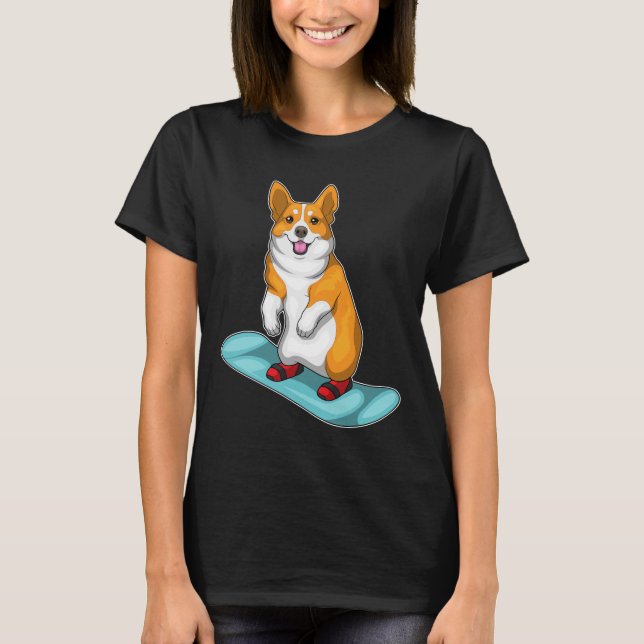 Camiseta Esportes de inverno de Corgi Snowboard (Frente)