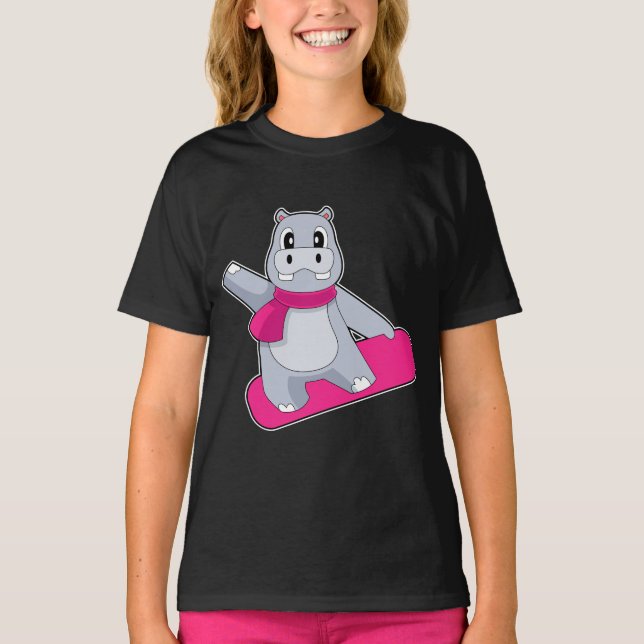 Camiseta Esportes de inverno do Hippo Snowboard (Frente)