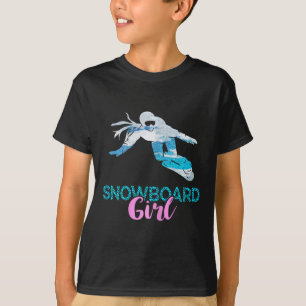 Camiseta Esportes de inverno Garota Neve Coração Snowboard