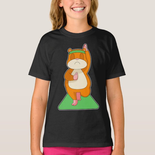 Camiseta Esportes de Malhação de Hamster Yoga (Frente)
