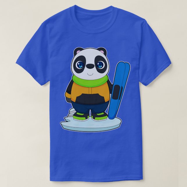 Camiseta Esportes de Panda Skier Ski Winter (Frente do Design)