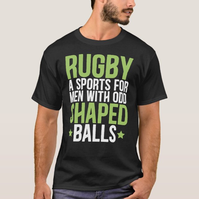 Camiseta Esportes de rugby para homens com bolas estranhas (Frente)