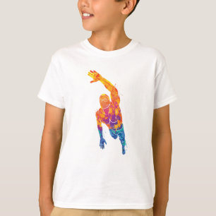 Camiseta Esportes de Swimmer com Cores Aquáticas