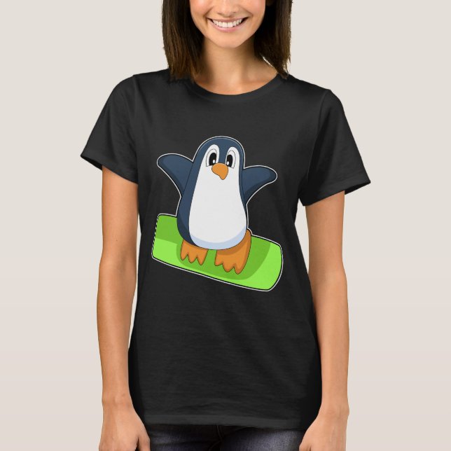 Camiseta Esportes em Pinguim Snowboard Winter (Frente)