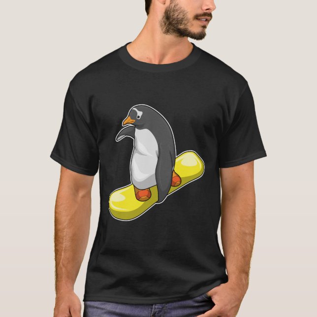Camiseta Esportes em Pinguim Snowboard Winter (Frente)