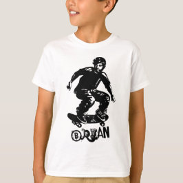 Camiseta Esportes negros no Skateboarder branco Nome person