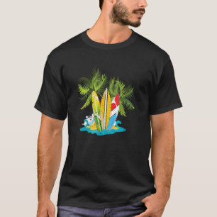 Camiseta Esportes Surfboard Summer Palm Trefer Surfer Tropi