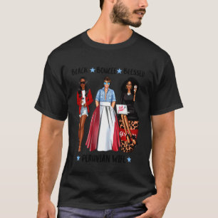 Camiseta Esposa Afro-Peruana Negra Bandeira do Peru