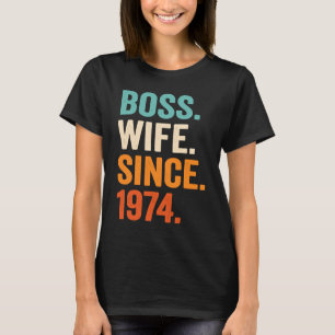 Camiseta Esposa Chefe desde 1974 49º aniversário de casamen