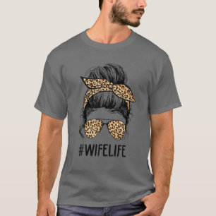Camiseta Esposa Clássica Viva Cabelo Mensageiro Bun Leopard