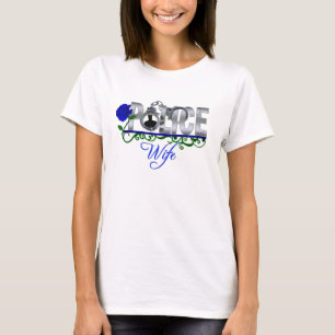 Camiseta ESPOSA da POLÍCIA do rosa do azul