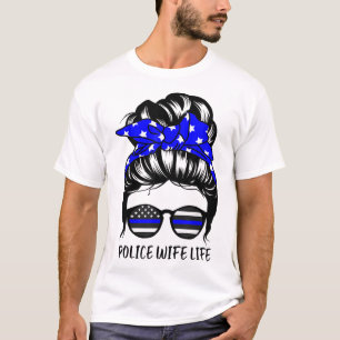 Camiseta Esposa da Polícia Mensageira Bun Hair Esposa da Po