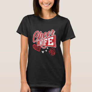 Camiseta Esposa de Cheer Maior Fã Estampa de Leopardo e Pom