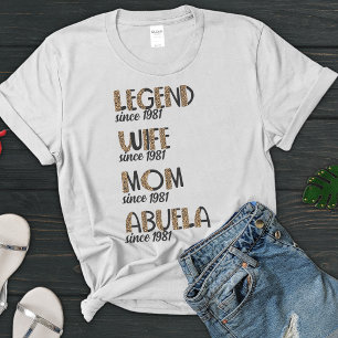 Camiseta Esposa de lenda Leopard Mãe Abuela Pattern Mãe Pre